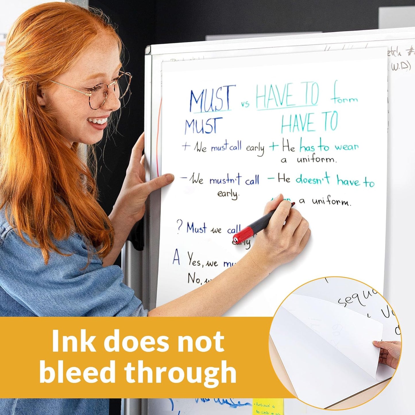 SUNEE Sticky Easel Pads, 25x30 Inches, 30 Sheets/Pad, 2 Pack – Self Stick Flip Chart Paper for Whiteboards, Premium Large White Chart Paper