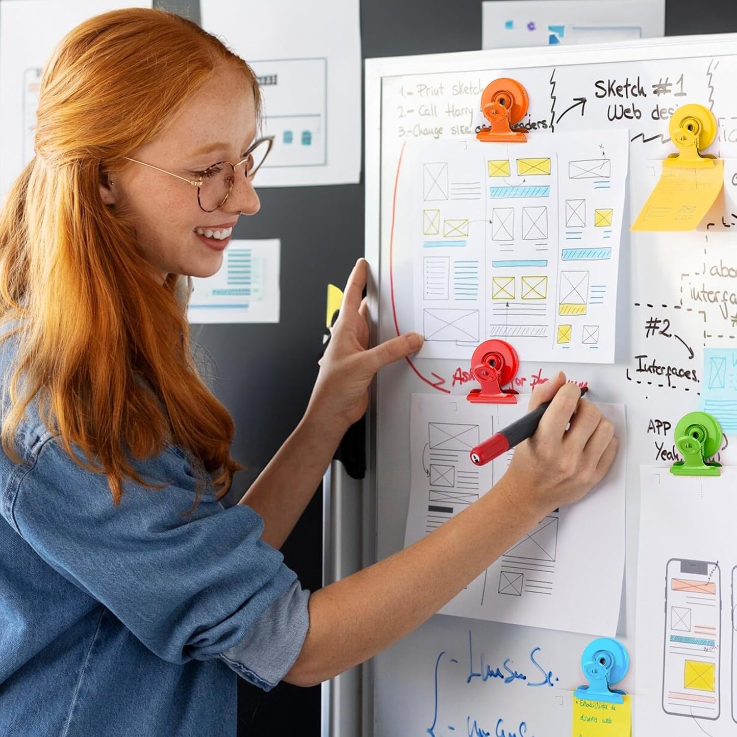 VNDUEEY 22 Pack Colorful Magnetic Clips for Whiteboard, Fridge Magnets Refrigerator Magnets, Magnet Clips for Kitchen & Office Organizing, Magnetic Paper Clip Holder