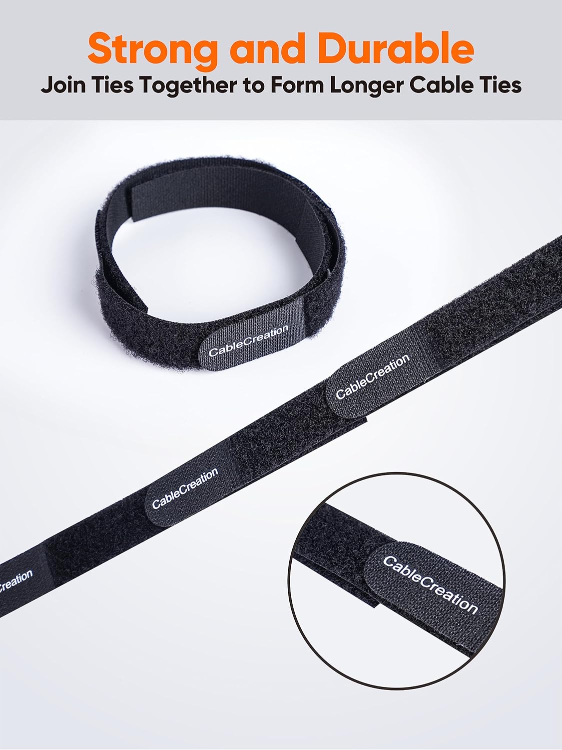 CableCreation Cable Ties 7 inch, 50PCS Reusable Fastening Organizer Cord/Tie Wrap, Nylon Adjustable Cable Management, 7 × 0.8 inch/Black