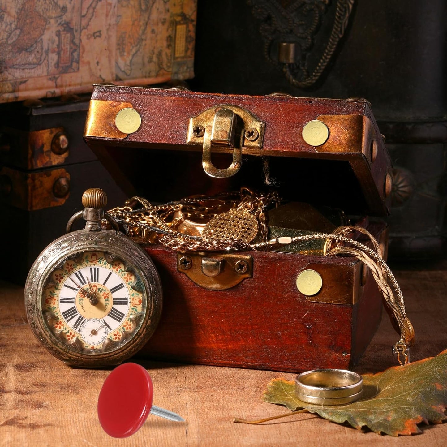 uxcell 120Pcs Push Pins, 11mmx10mm Round Flat Head Decorative Thumb Tacks Upholstery Tacks for Cork Board Office Wall Hangings, Red