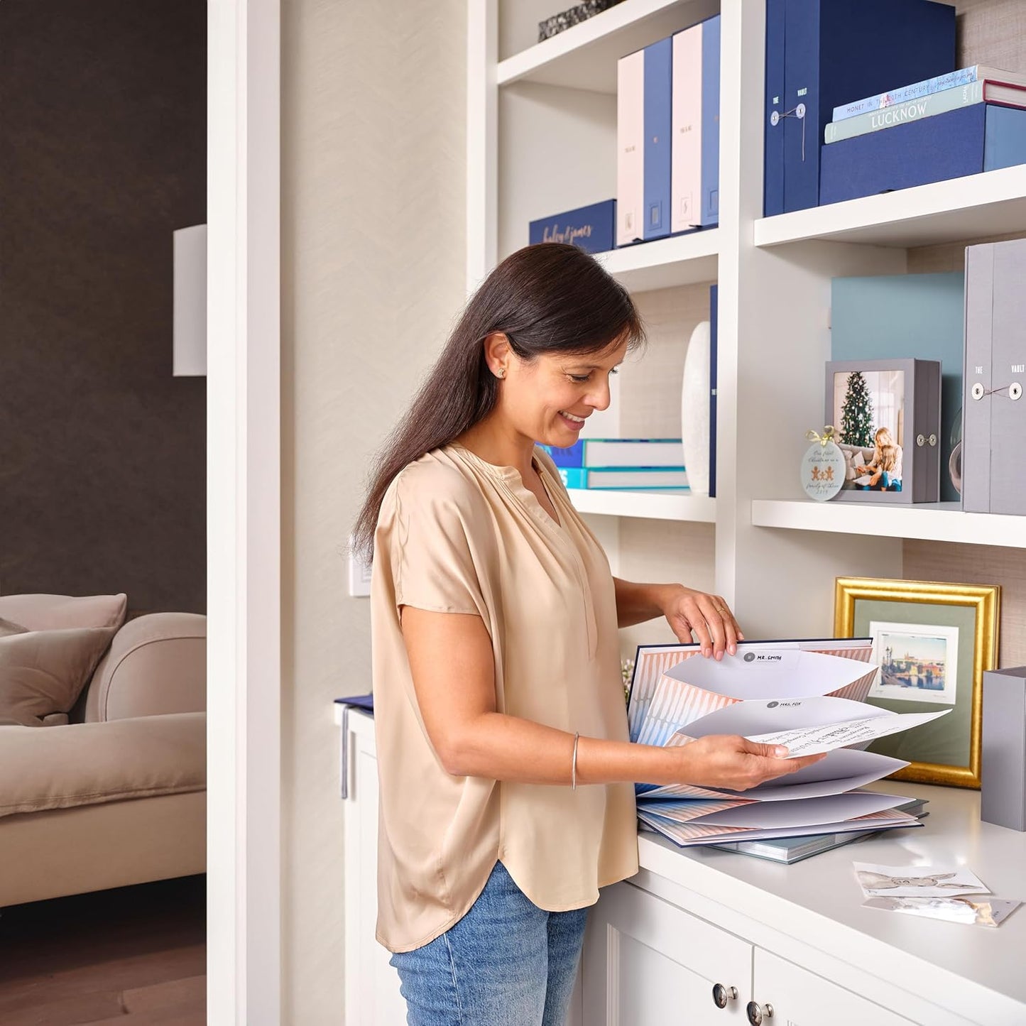 Savor | 2025 Edition Luxe Accordion Fan Folio™ | Fabric Bound Acid-Free Document Organizer with Labels | Ideal for Important Records, Graduation Gift, Home Paper Organization and Archive