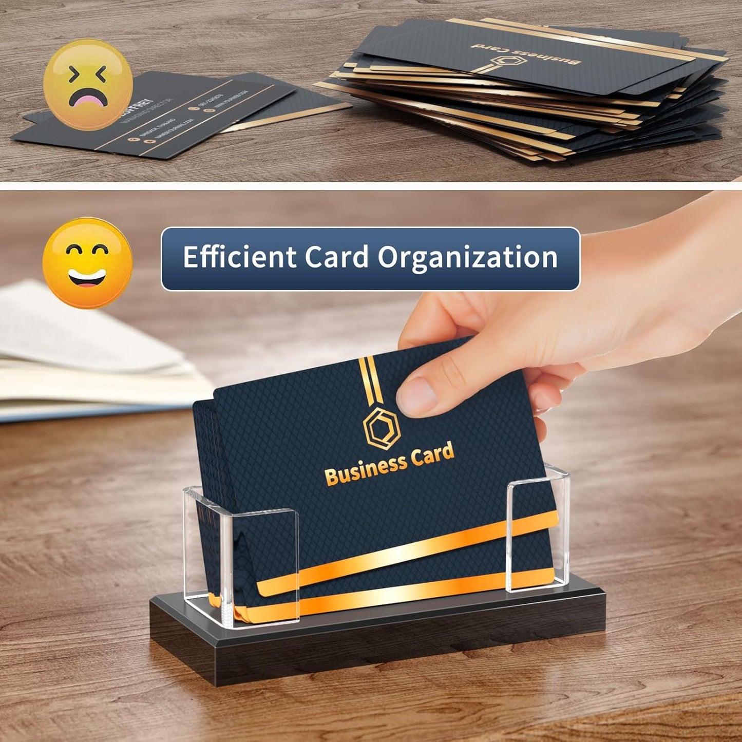 NIUBEE Acrylic Business Card Holder: Clear Plastic Business Cards Display Stand for Desk - Gift Card Organizer for Office 2 Pieces