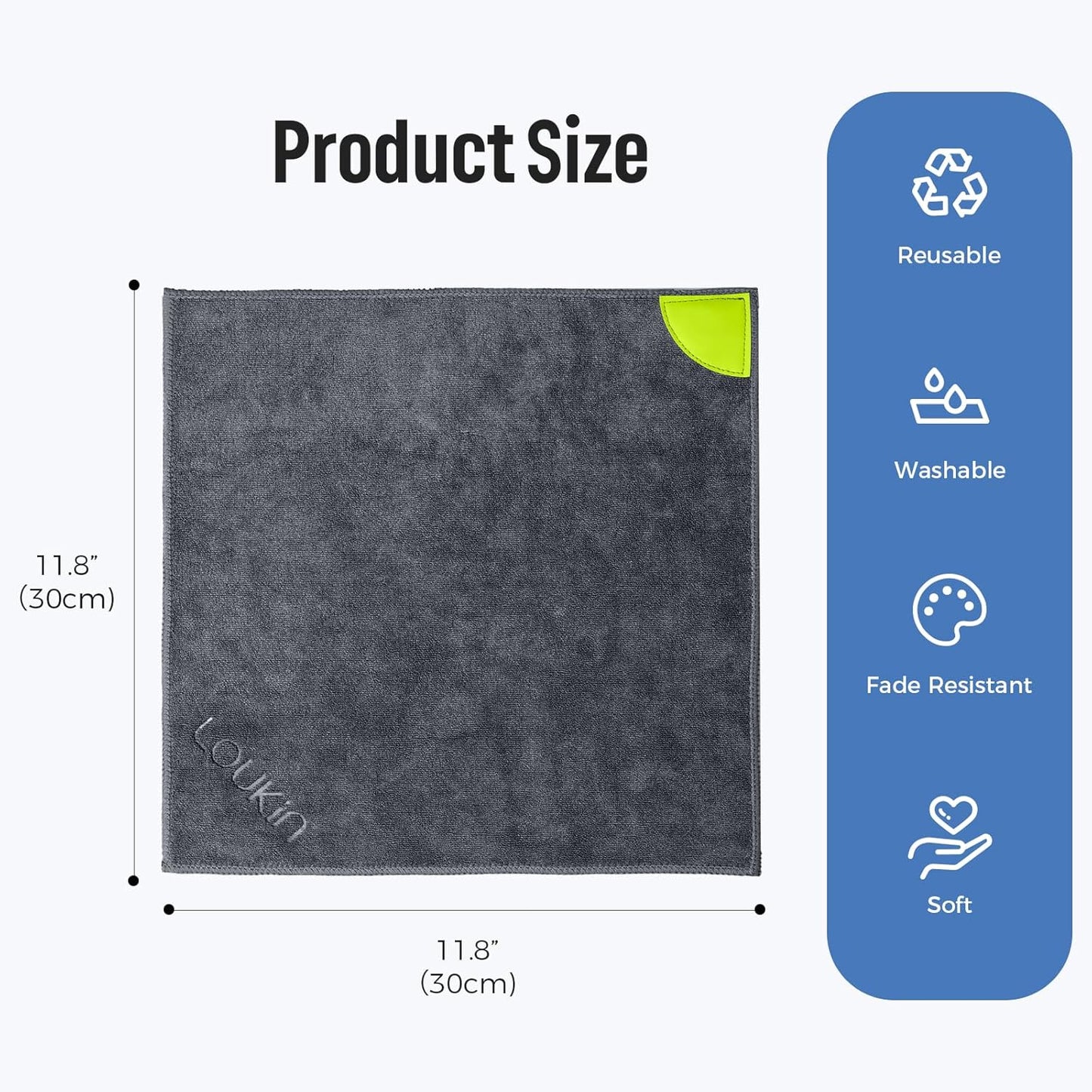 loukin Magnetic Cleaning Cloth, Microfiber Dry Erase Eraser, Washable Whiteboard Cleaning Cloth for Classroom, Home and Office, Gray, 12" x 12" - 3.4 fl oz Whiteboard Cleaner Included