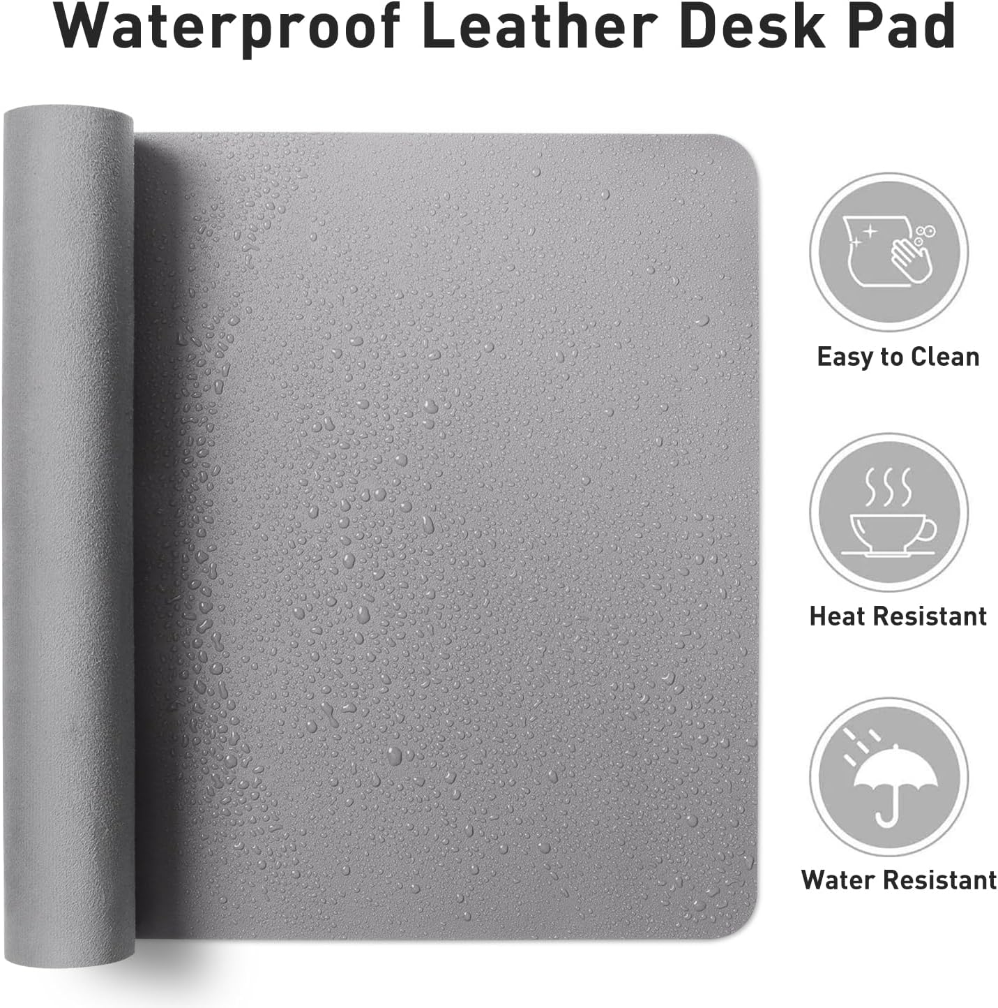 Aothia Leather Desk Pad Protector, Mouse Pad, Office Desk Mat, Non-Slip PU Leather Desk Blotter, Laptop Desk Pad, Waterproof Desk Writing Pad for Office and Home (48"x17", Light Grey)
