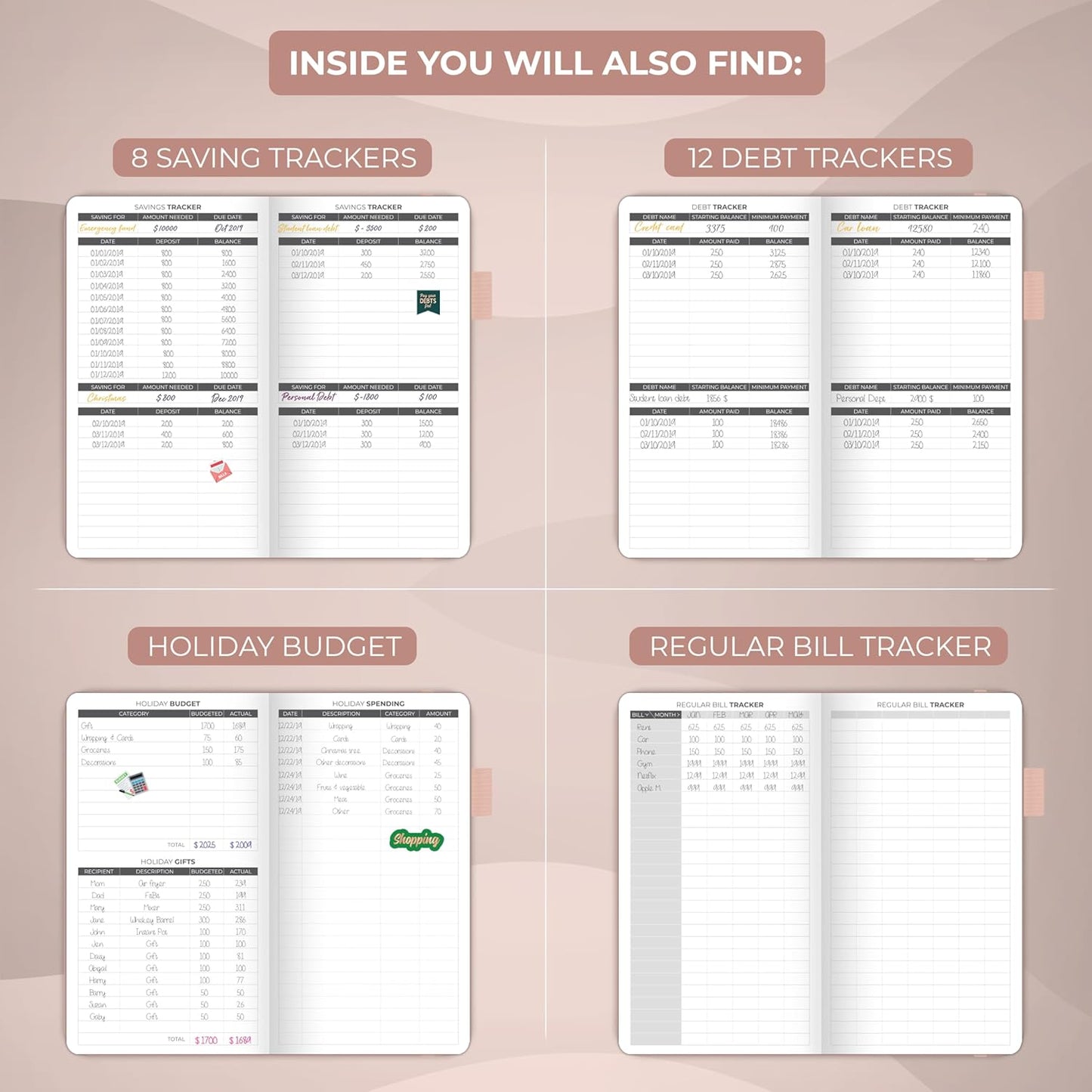 Clever Fox Budget Planner Pocket – Mini Expense Tracker Notebook. Monthly Budgeting Organizer, Finance Logbook & Accounts Book, Small (Rose Gold)