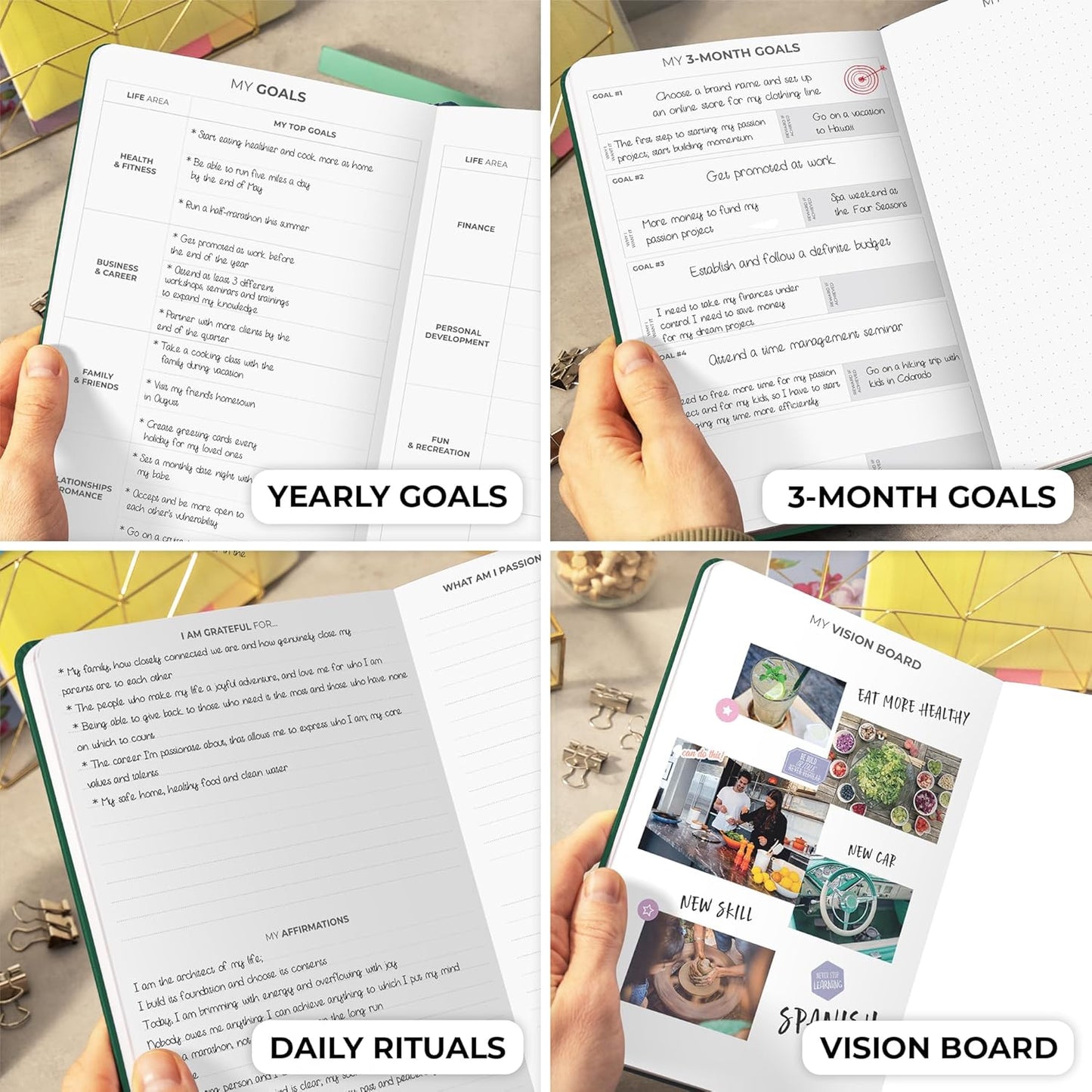 Clever Fox Planner Daily Premium – Undated Daily Planner with Hourly Schedule, Personal Organizer, Productivity Journal, 6 Months (Forest Green)