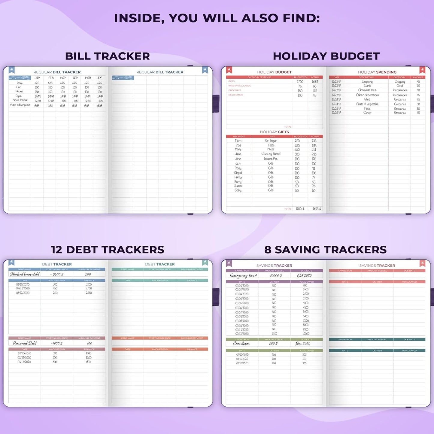 Clever Fox Bi Weekly Budget Planner – Undated Financial Organizer Book – Expense Tracker, Budgeting & Bill Notebook, A5 (Purple)