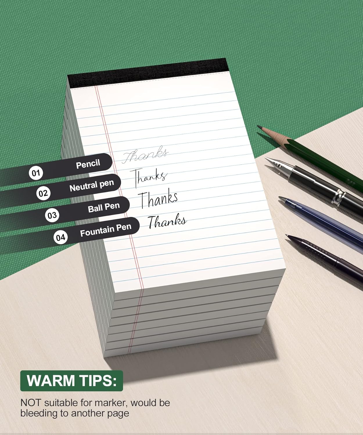 Legal Pads 4x6 Small Notepads, 14-Pck Note Pads for Work Mini Pocket Notepad White Paper Writing Pads Narrow Ruled Scratch Memo Pads for Office Home Taking Quick Notes, Perforated, 30 Sheets Per Pad