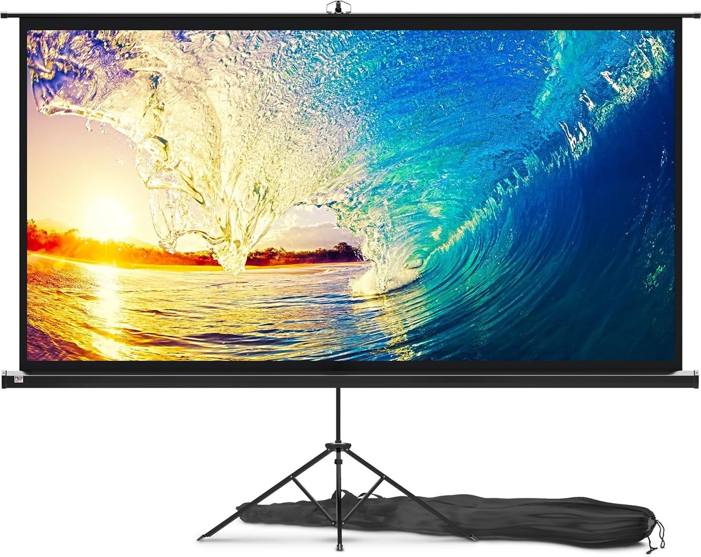 100 Inch Indoor and Outdoor Projector Screen with Stand for Movies or Presentations - HD Premium 16:9 Folding Free Tripod Screen with Carry Bag and Straps, Matte