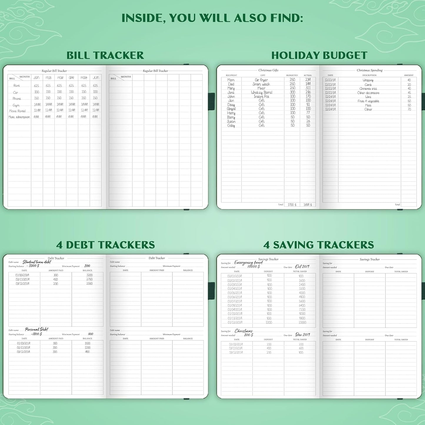 Legend Budget Planner – Financial Organizer Book. Money Account & Expense Tracker Notebook Journal for Household Monthly Budgeting (Dark Green)