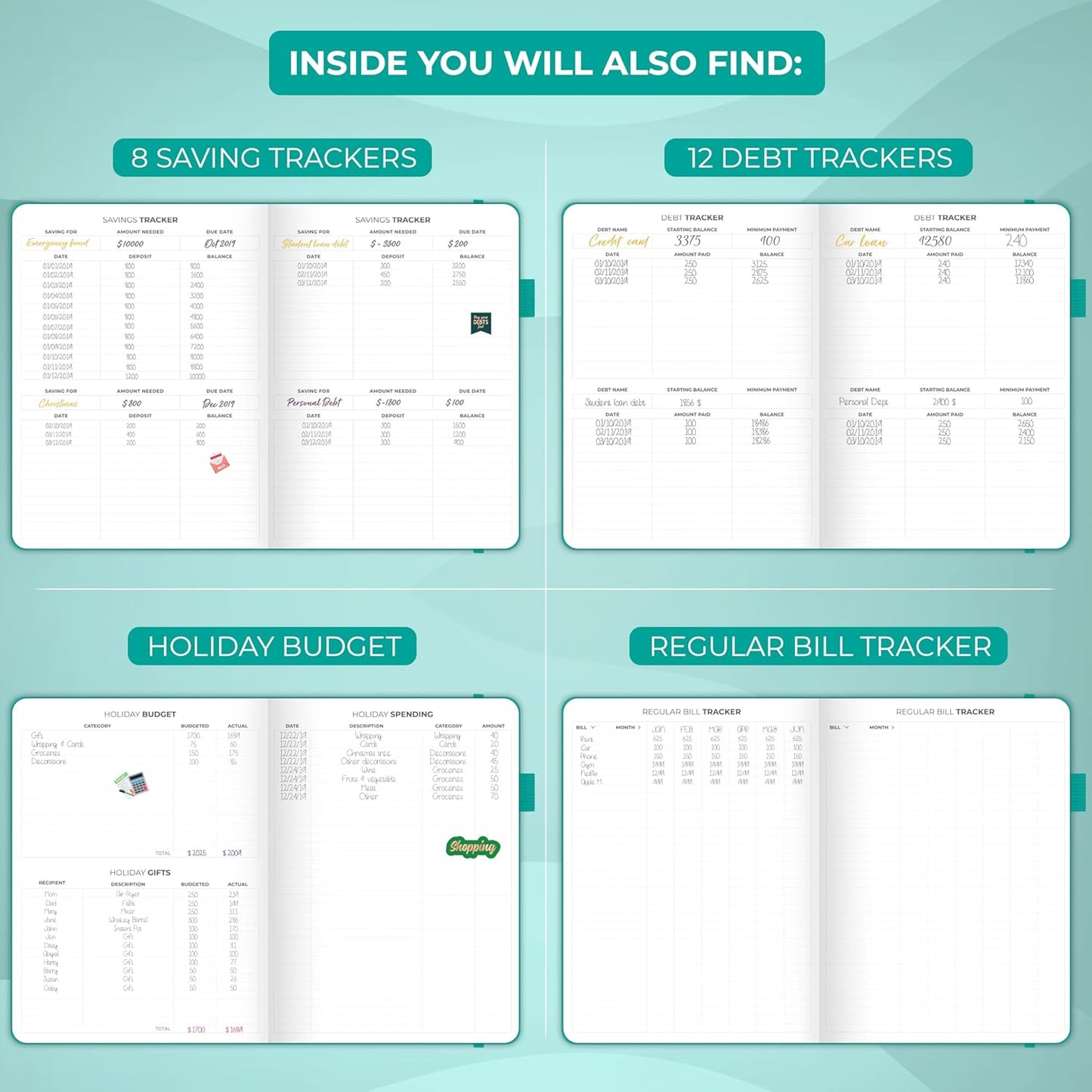 Clever Fox Budget Planner Large – Expense Tracker Notebook. Monthly Budgeting & Bill Organizer, Finance Logbook & Accounts Book, A4 (Aquamarine)