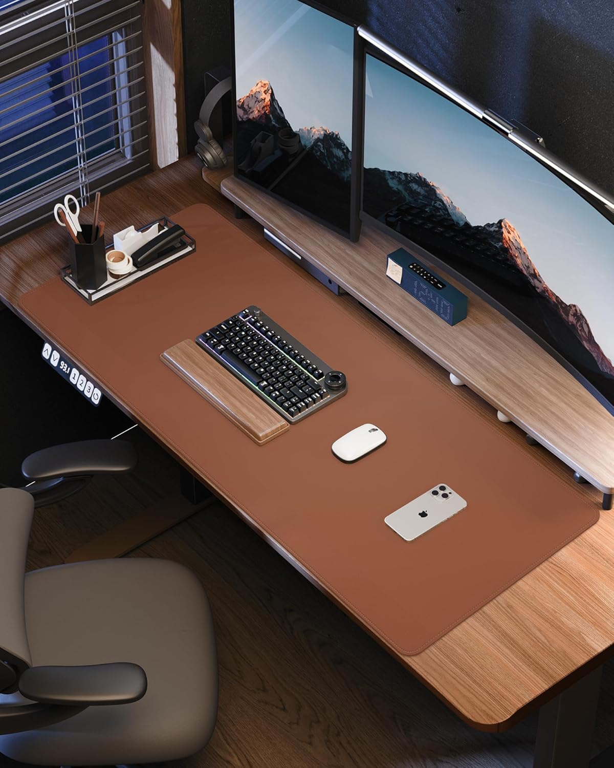Large Leather Desk Mat - 48"x24" Office Desk Protector, Non-Slip PU Leather Mouse Pad, Waterproof Writing Pad for Office and Home (Brown)
