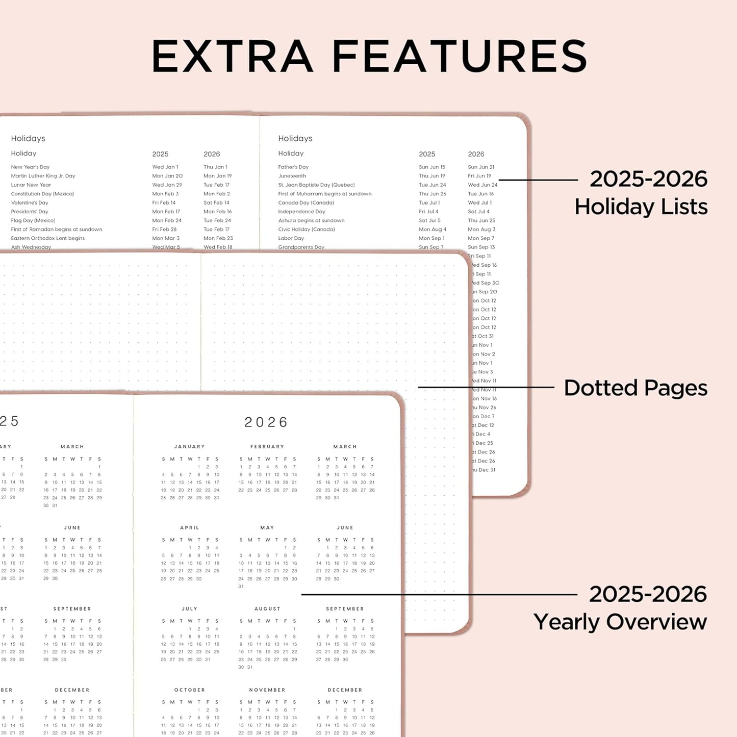 And Per Se Undated Academic Planner, A5 Weekly Calendar Planner, 72 Weeks Hardcover to Track Goals, Teacher Student Planning Book with Monthly Tab Stickers & Back Pocket (Pink)
