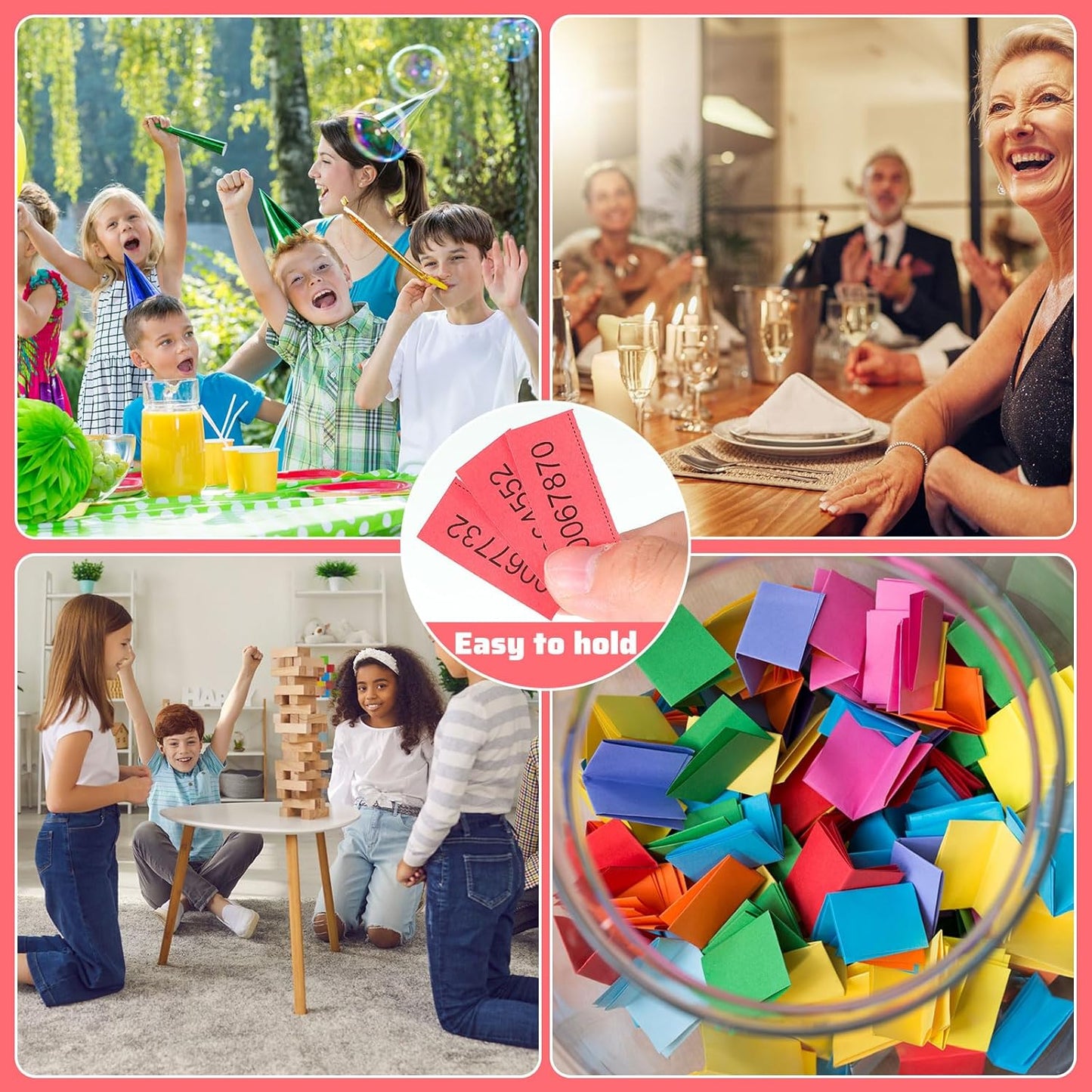 Kosiz 2000 Sheets Raffle Ticket 25 Bid Chinese Auction Tickets Tricky Tray Basket Raffle Sheets for Back to School Class Rewards Carnival Door Prizes Events(Red)