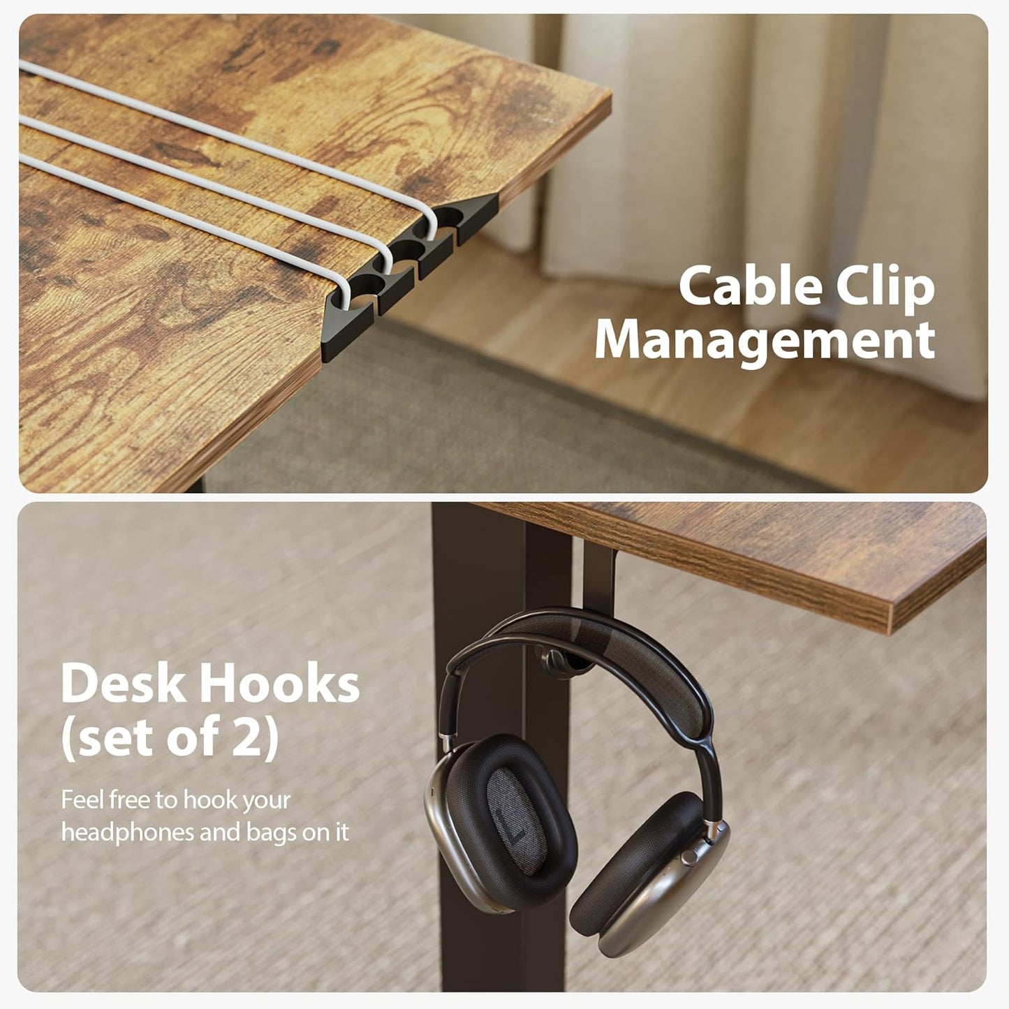 Agilestic L Shaped Standing Desk 63 x 55 inch Adjustable Height, Electric Corner Standing Desk, Sit Stand Computer Table with Splice Board, Rustic Brown