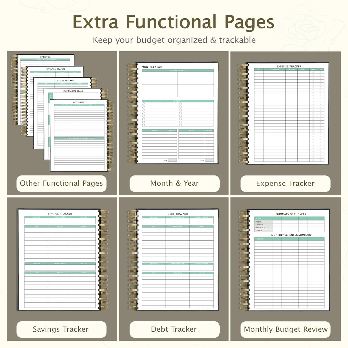 Ospelelf Budget Planner - Monthly Budget Book with Expense Tracker Notebook, Undated 12 Month Bill Organizer & Finance Planner, A4 Account Book with 12 Index Pockets, Zipper Pouch, Stickers(Black)