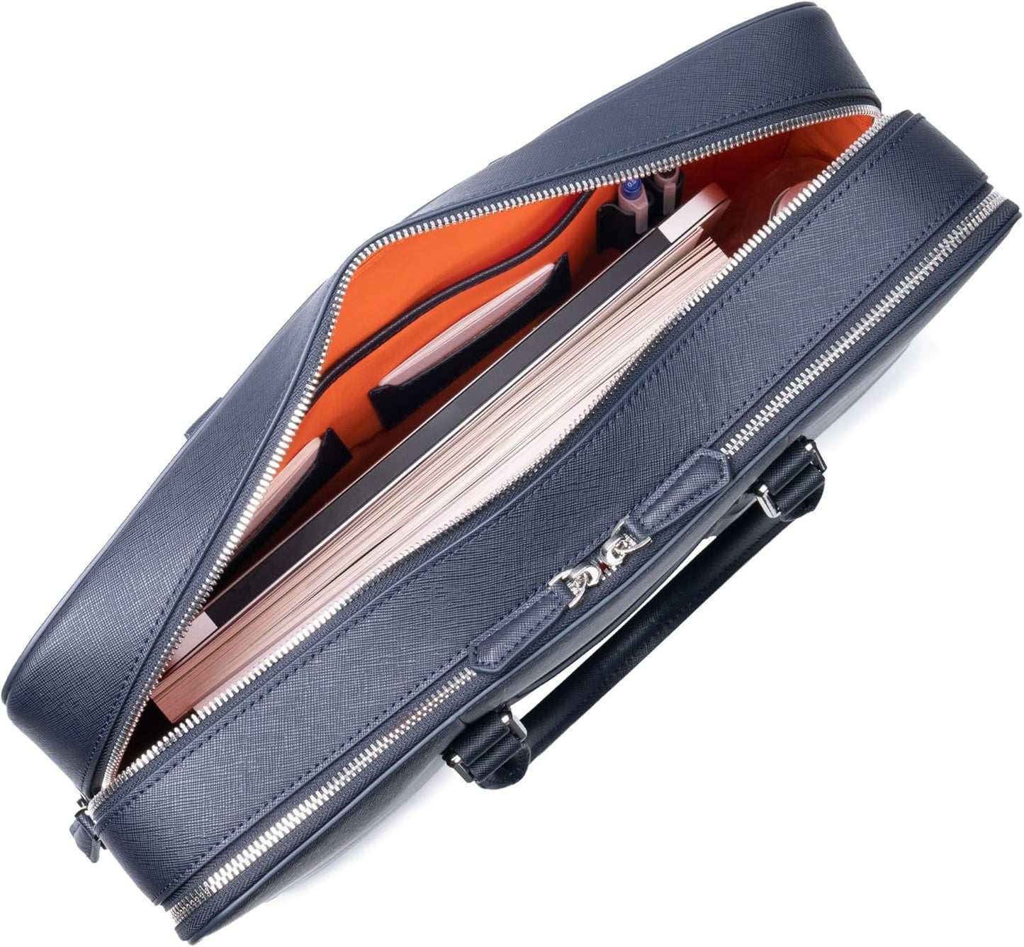 Maverick & Co. Manhattan Double-Zip Leather Laptop Bag – 16” Briefcase for Men, Stylish Business Travel & Work Bag, Durable