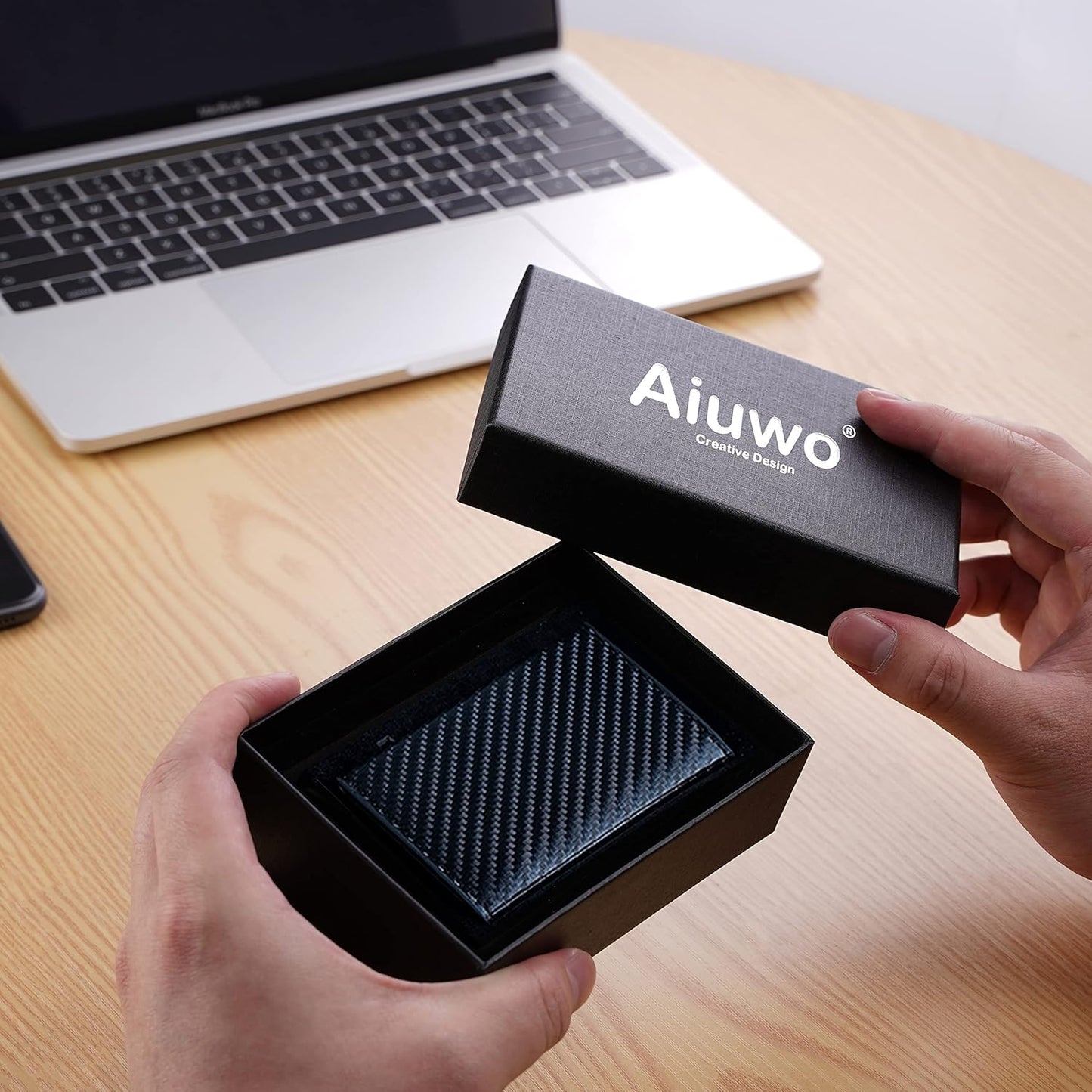 Aiuwo Wallet for Men,Mens Wallet Card Holder,Smart,Slim,Minimalist Wallet,Credit Cards Holder RFID Blocking Wallet (Card Wallet, Carbon Fiber)