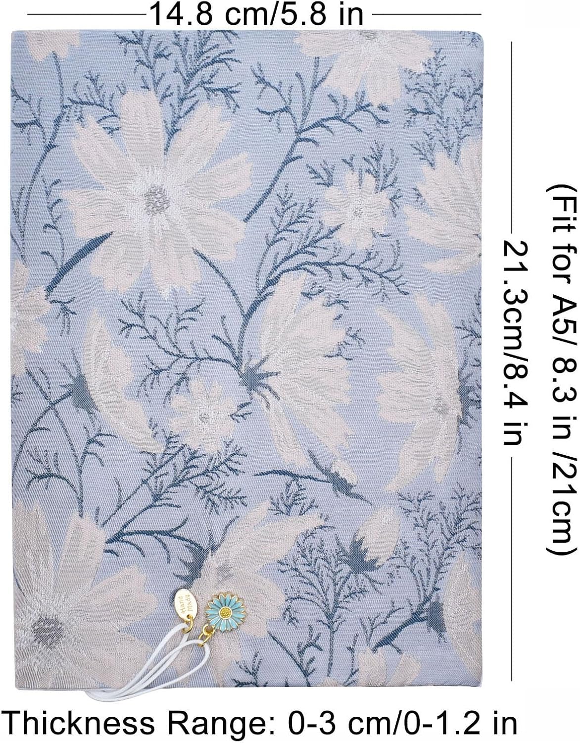 BLBMH A5 Book Covers for Paperbacks Book Cover Fit for 5.5x8.3 inch Adjustable Book Sleeve Cover for A5 Diary Books Fabric Softcover Protector for Notebook - Daisy