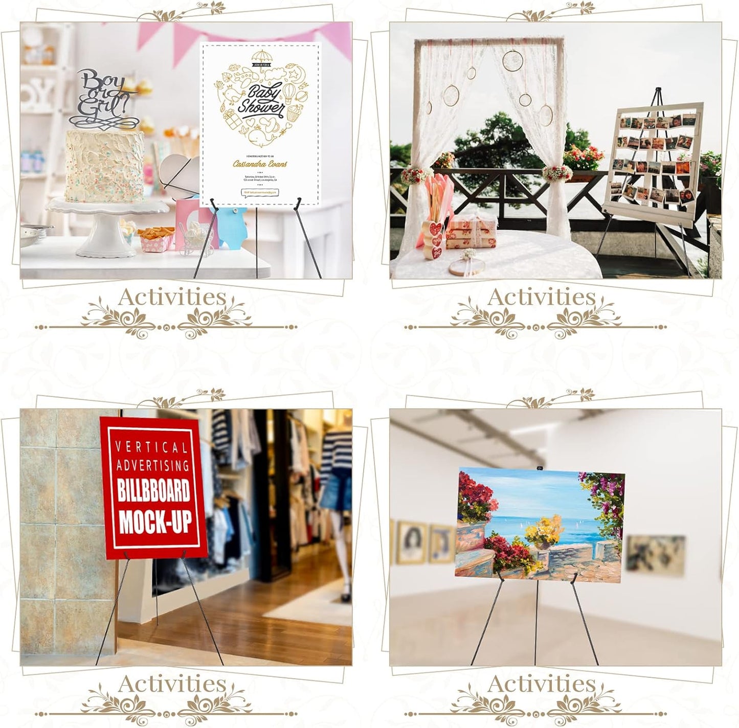 Yexiya 20 Pcs 65 Inch Easel Stand for Display Bulk, Foldable Metal Display Easel Holders with Bag Black Floor Tripod Portable for Wedding Sign Poster Artist Painting Canvas, Hold 44 Lbs