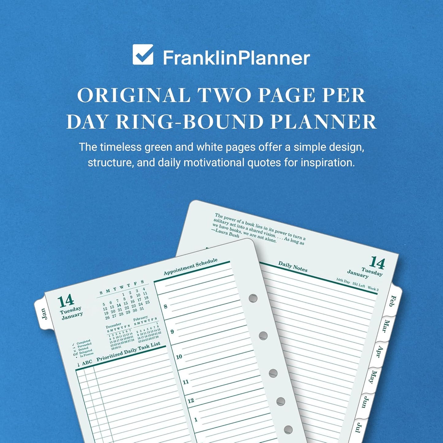 FranklinCovey - Original Two Page Per Day Ring-Bound Planner (Classic, Jan 2025 - Dec 2025)