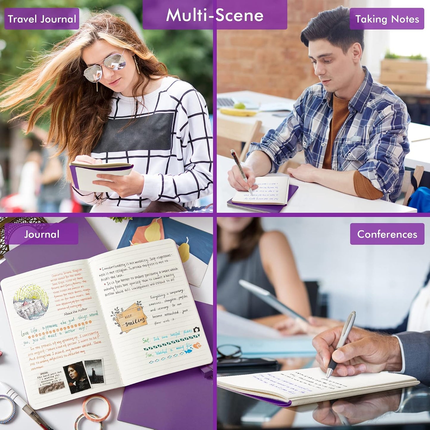 feela 36 Pack Soft Cover Journal Bulk, Lined Blank Travel Journal for Women Men Writing, Notebooks College Ruled for Work, Note Taking Notebook School Business Supplies, 8.2” x 5.5”, A5, Dark Purple