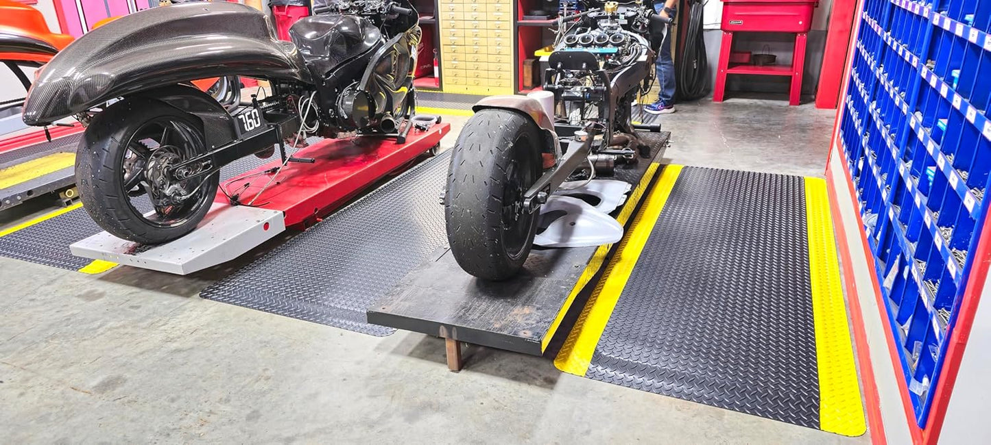 Rhino Mats, American Classic Diamond Anti-Fatigue Mats, Industrial Ergonomic Comfort Standing Mat for Work, Home, Garage, Office, Kitchen or Anywhere (Black/Yellow 1" Thick, 4 FT. x 16 FT.)