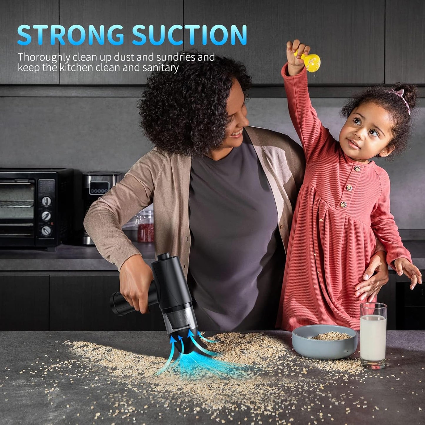 Electric Air Duster & Vacuum Cleaner 2-in-1, 110000RPM Keyboard Cleaner for PC, No Canned Air - Compressed Air Duster, Blower, Turbo Fan, Battery Powered, Refillable, PC Cleaning Kit