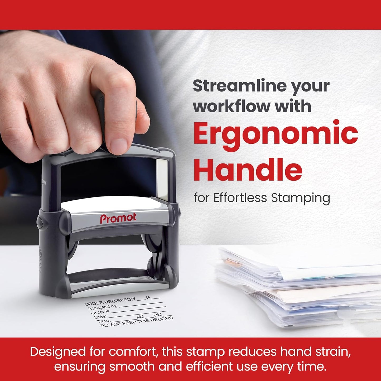 Promot Large Professional Stainless Steel Stainless Steel Self Inking 6 Lines Custom Stamp - Personalized Office Stamp