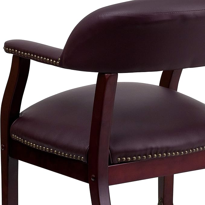 EMMA + OLIVER Burgundy LeatherSoft Conference Chair with Casters