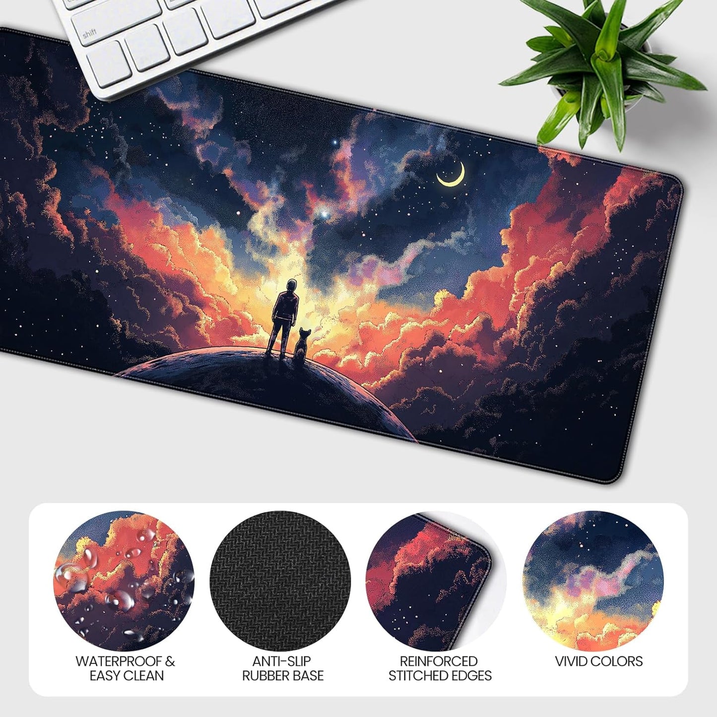 35.4 x 15.7 inches, Large Desktop Mouse pad, Keyboard and Mouse Pads for Work and Home Computers, and Large Laptop Mouse mat,Owner and Dog