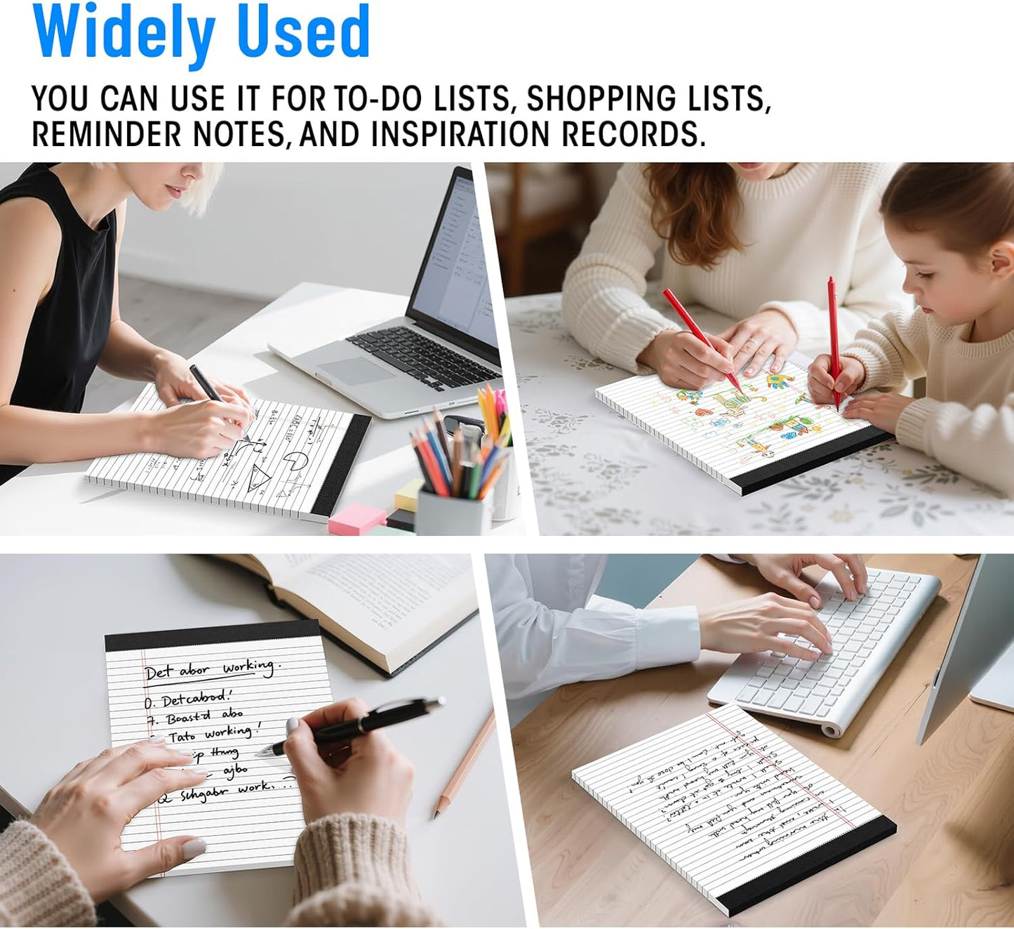 3pcs Legal Pads 8.5 x 11, Notepads 8.5 x 11 Inch, White Note Pads Clear Print Writing Pads of Paper, Memo Pads , Perforate Legal Notepads Paper , Wide Ruled Lined with Sturdy Back,30 Sheets/Pack