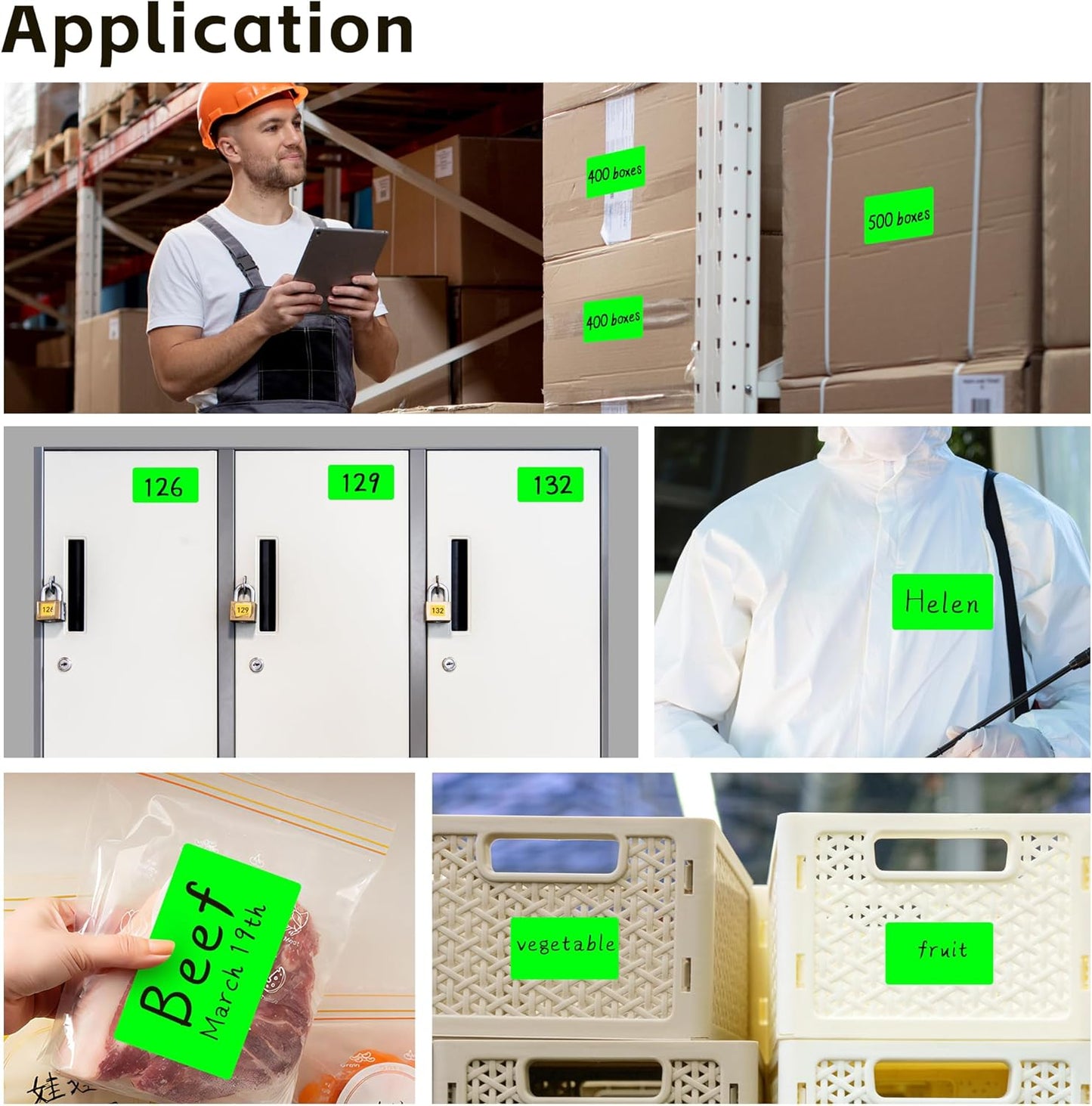 PARLAIM 3 X 5 Inch 4Rolls/1000 Per Roll Rectangle Inventory Color Coding Labels,Roll Square Label Stickers for Home (Fluorescent Green)