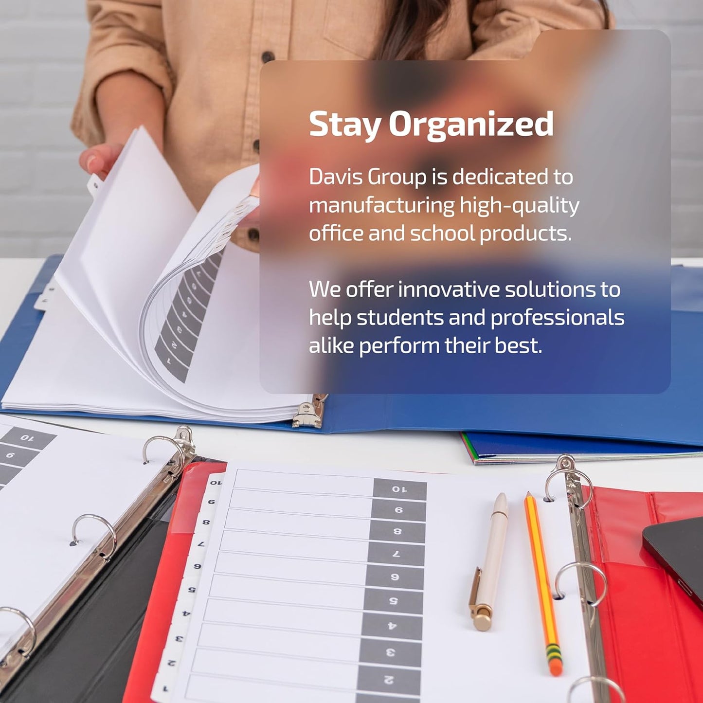 Davis Group 1-10 Index Tab Dividers for 3 Ring Binders, Customizable Table of Contents, 6 Sets