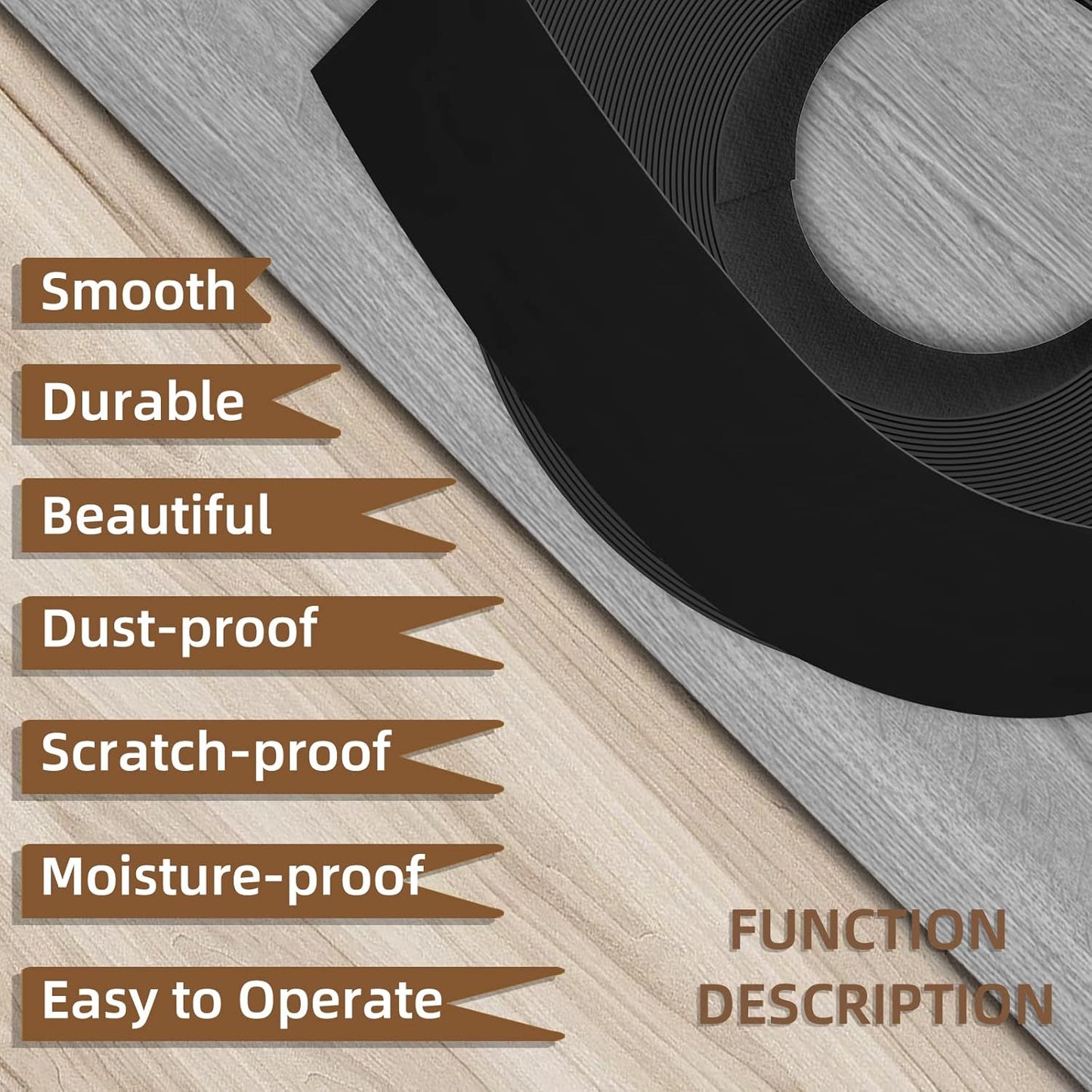 GSCIT Club Black Edge Banding, 3/4 inch x 10ft Melamine Edge Banding with Hot Melt Adhesive Preglued Cabinet Edge Banding Flexible Black Veneer Edging