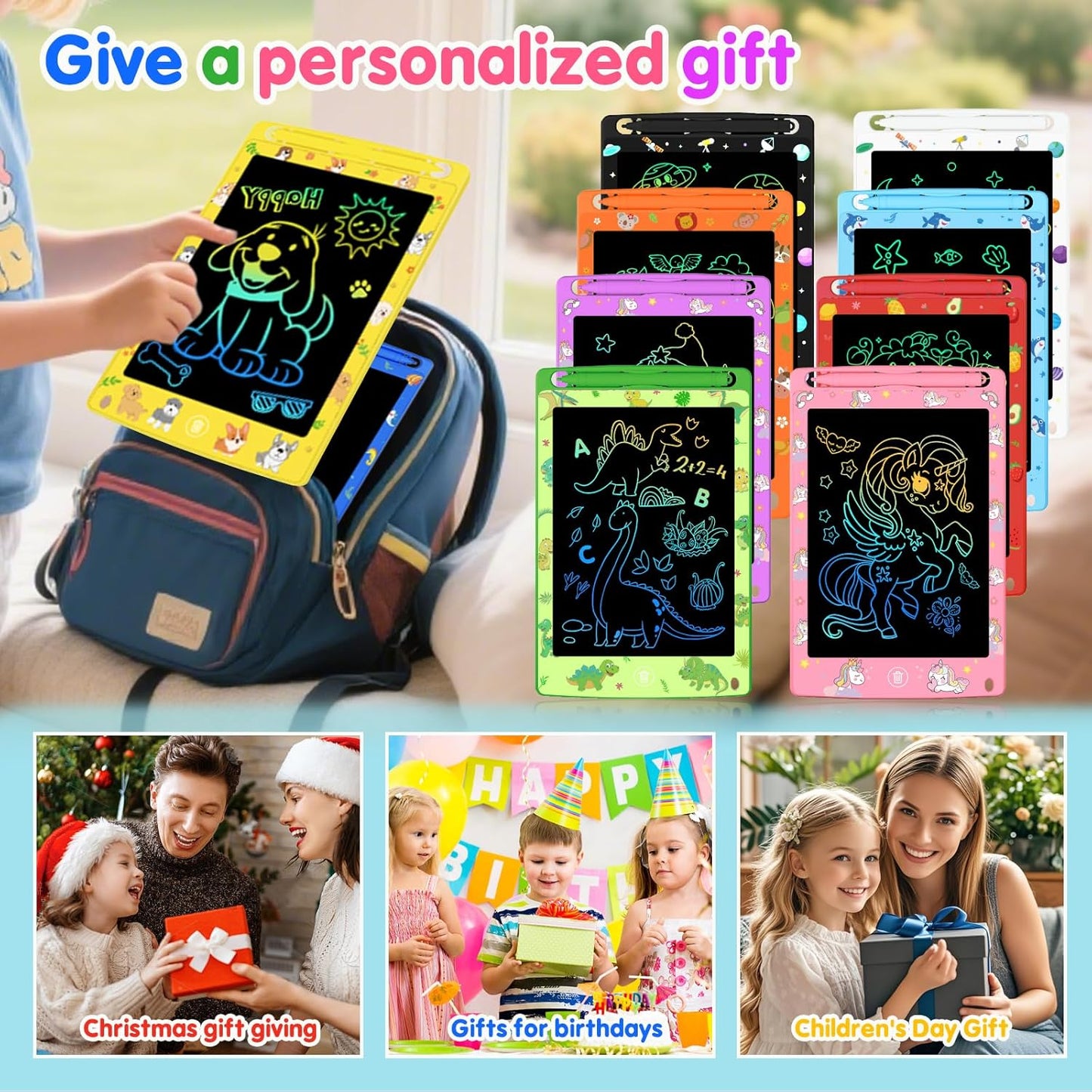 20 Pack LCD Writing Tablet for Kids, 8.5 Inch Colorful Doodle Board Drawing Pad, Educational Learning Travel Toys Birthday Gifts for Boys Girls Age 3 4 5 6 7 8