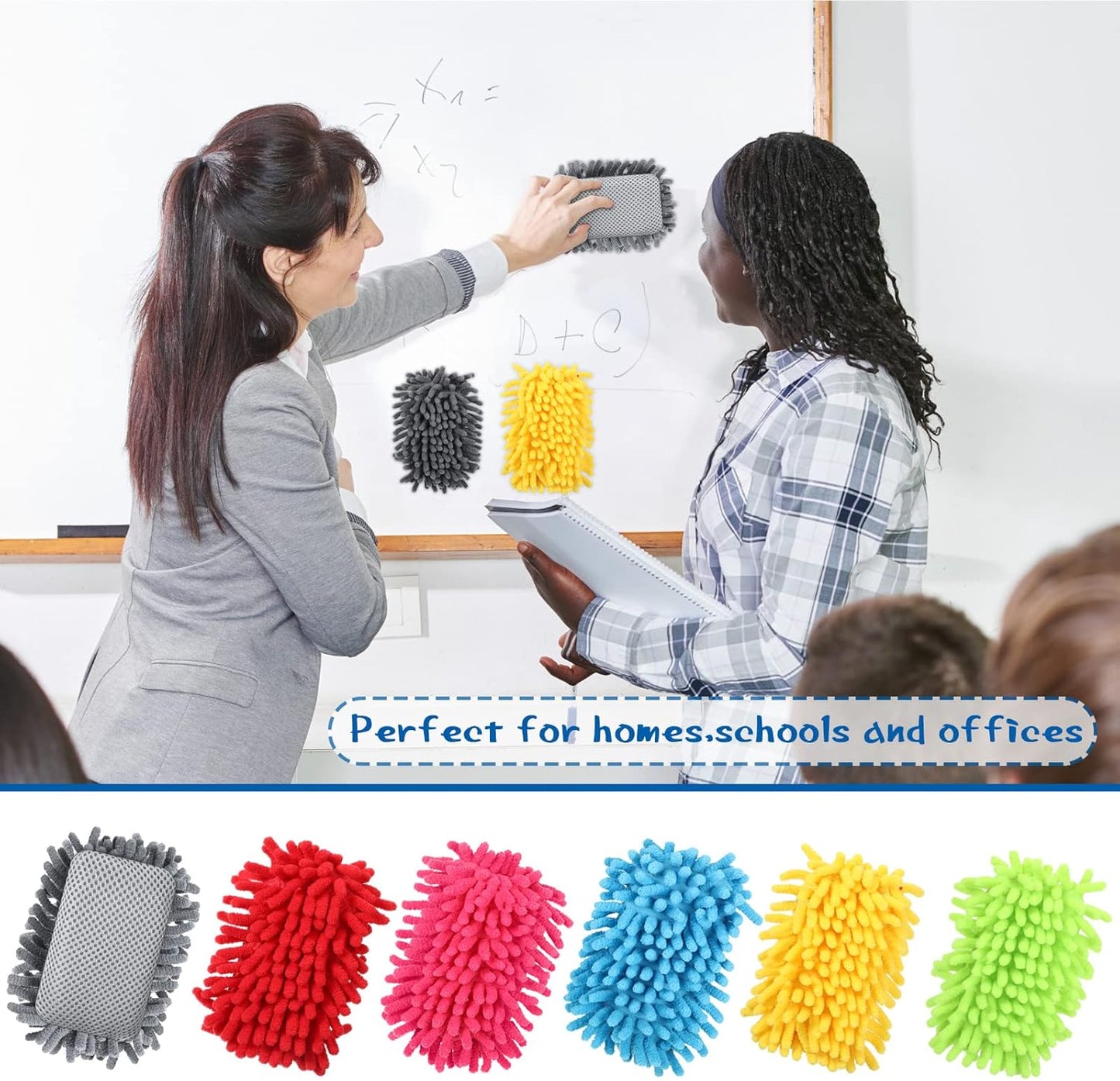 Sherr 24 Pcs Magnetic Whiteboard Eraser School Dry Erase Erasers Microfiber Shag Washable White Board Eraser for Chalk Classroom Home Office (Multicolor)