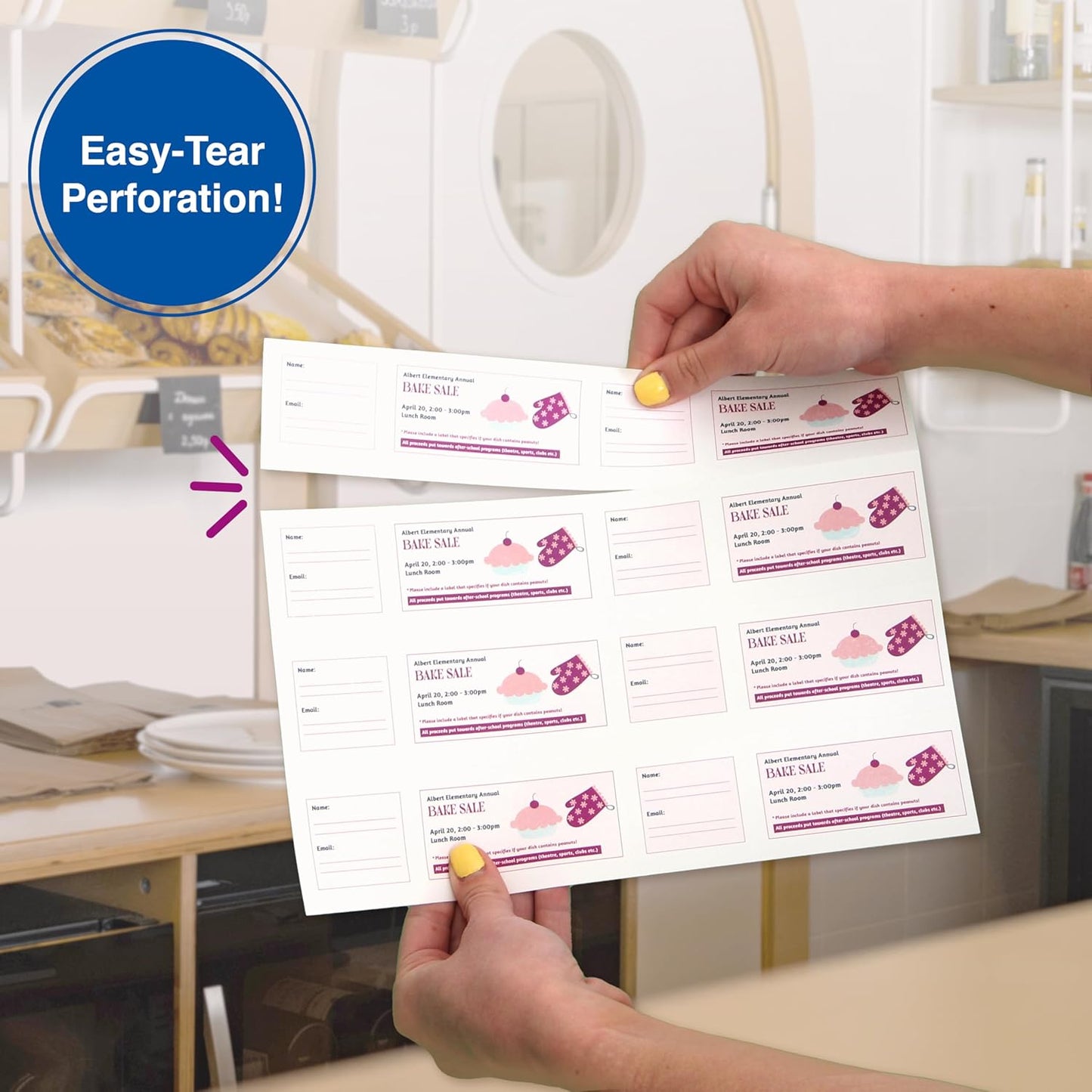 PrintWorks Printable Raffle Tickets With Tear-Away Stubs for Events & Fundraisers - 2000 Custom Tickets (Size 2.125" x 5.5") - 8 per Sheet - 250 Sheets (8.5" x 11") - Made in the USA - White (04296)