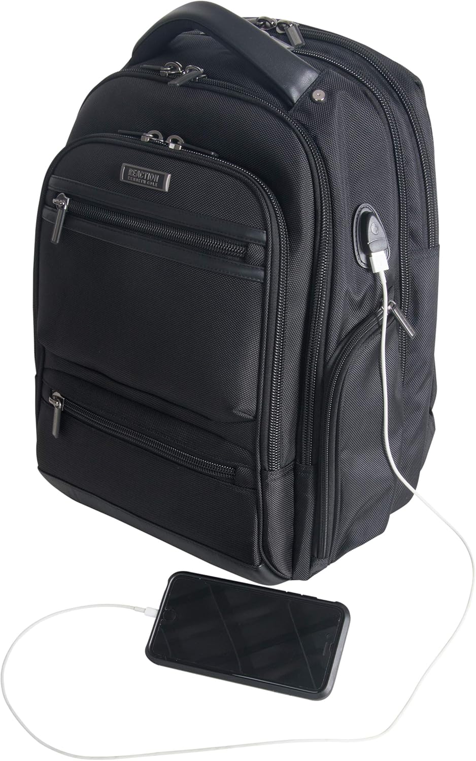 Kenneth Cole Reaction ProTec Travel Business Backpack 17" Laptop Computer TSA Checkpoint-Friendly Bookbag With USB Port, Black