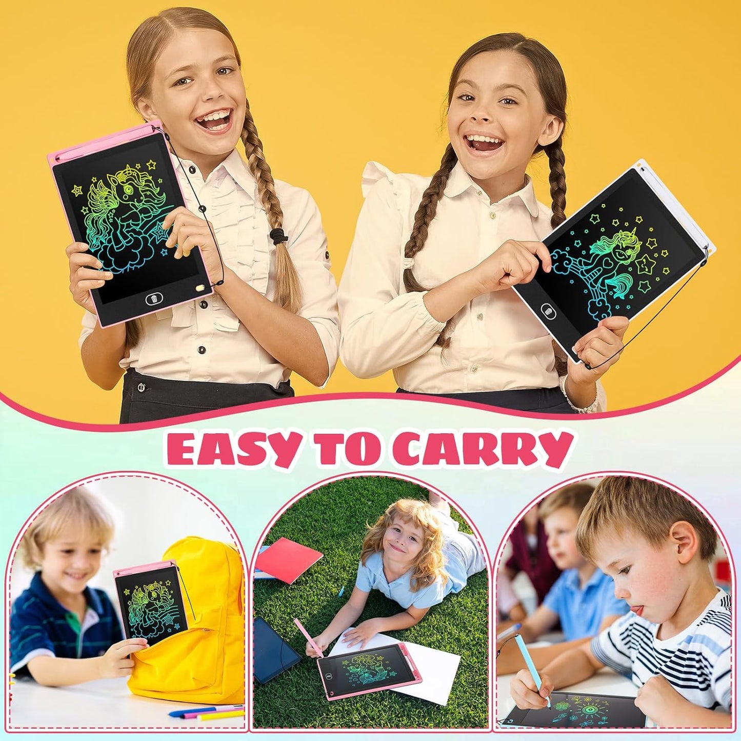 Zhehao 20 Pack LCD Writing Board for Kids, 8.5 Inches Doodle Reusable Screen Drawing Pad Erasable Painting Pads Educational Toy for 3-8 Years(Cute Color)