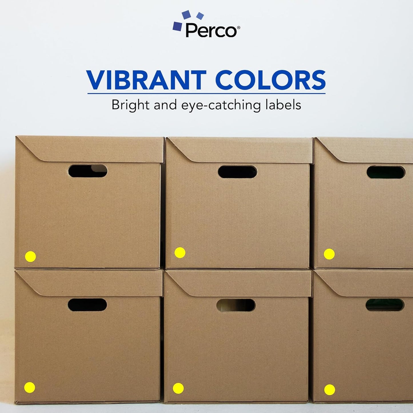 Perco Fluorescent Yellow 1-Inch Round Circle Dot Sticker Labels - Multi-Roll Pack (3 Rolls, 1,000 Labels Each) - Permanent Adhesive, Vibrant Colors, Strong Hold - Perforated for Easy Use - Made in USA