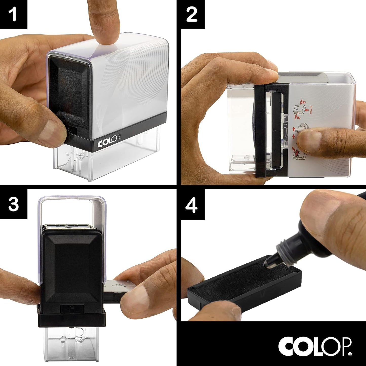 COLOP XXL Size Self Inking Custom Signature Stamp - Choose from Many Fonts & 15 Ink Colors