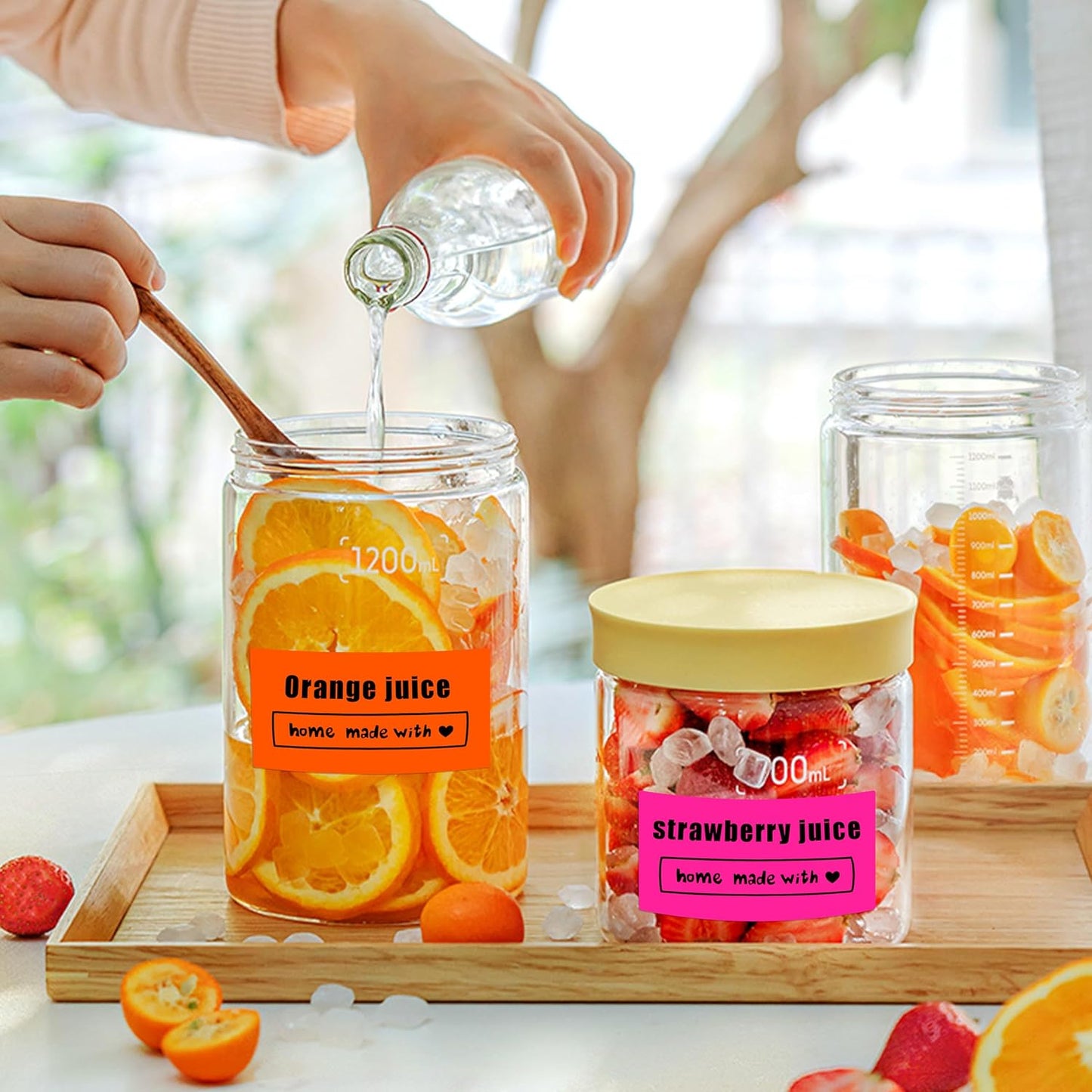 1x2 inch Label Stickers Roll for Thermal Printer 500PCS Colored Removable Freezer Labels Waterproof Blank Sticker Labels to Write on for Food Containers and Jars, Fluorescent Orange