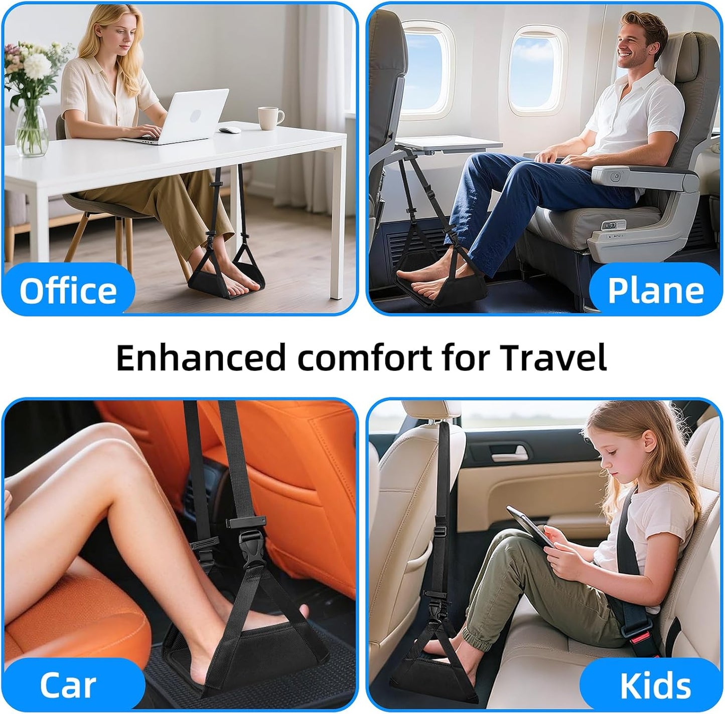 Airplane Foot Hammock for Plane Travel,Foot Sling Swing Rest for Airplane Travel,Plane Foot Hammock and Leg Rest for Long Air Flight,Feet Hammock Footrest and Leg Sling for Long Air Flights.