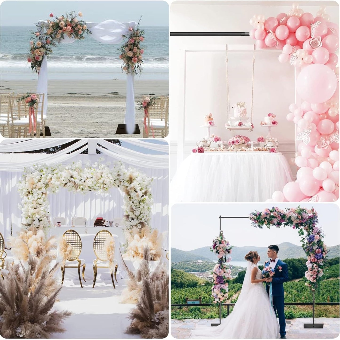 EMART Backdrop Stand, 8.5ft Height 10ft Width Adjustable Photography Background Support Poles with Heavy Duty Flat Base, Photo Metal Steel Pipe and Drape Frame Kit for Parties Birthday Wedding - Black