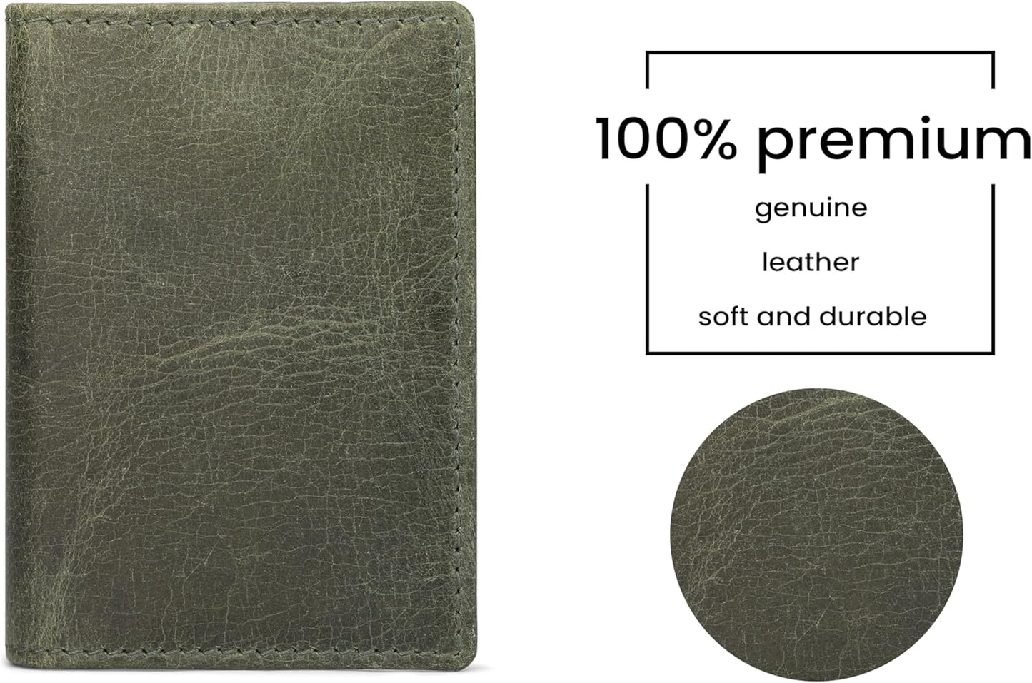 Premium Leather Card Wallet, RFID Blocking Expandable Business Card Case, Bifold Card Holder for Men and Women, Men's Purse, Wallet for Men (Business Card Wallet, Green)