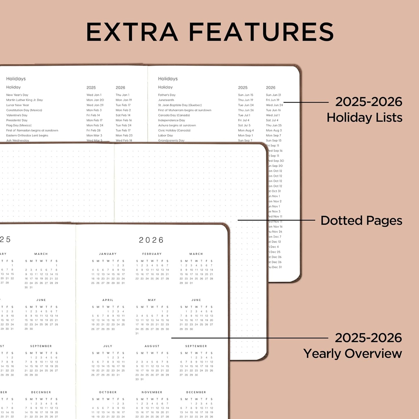And Per Se Undated Academic Planner, A5 Weekly Calendar Planner, 72 Weeks Hardcover to Track Goals, Teacher Student Planning Book with Monthly Tab Stickers & Back Pocket (Brown)