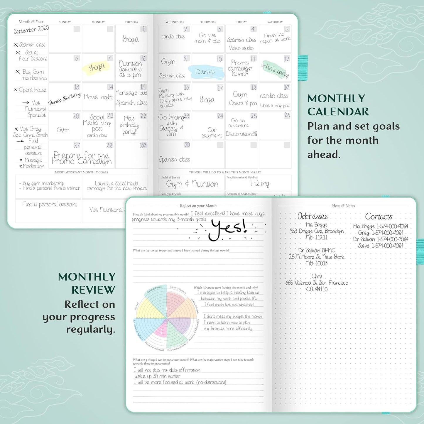 Legend Planner – Weekly & Monthly Life Planner to Hit Your Goals & Live Happier. Organizer Notebook & Productivity Journal. A5 (Aquamarine)