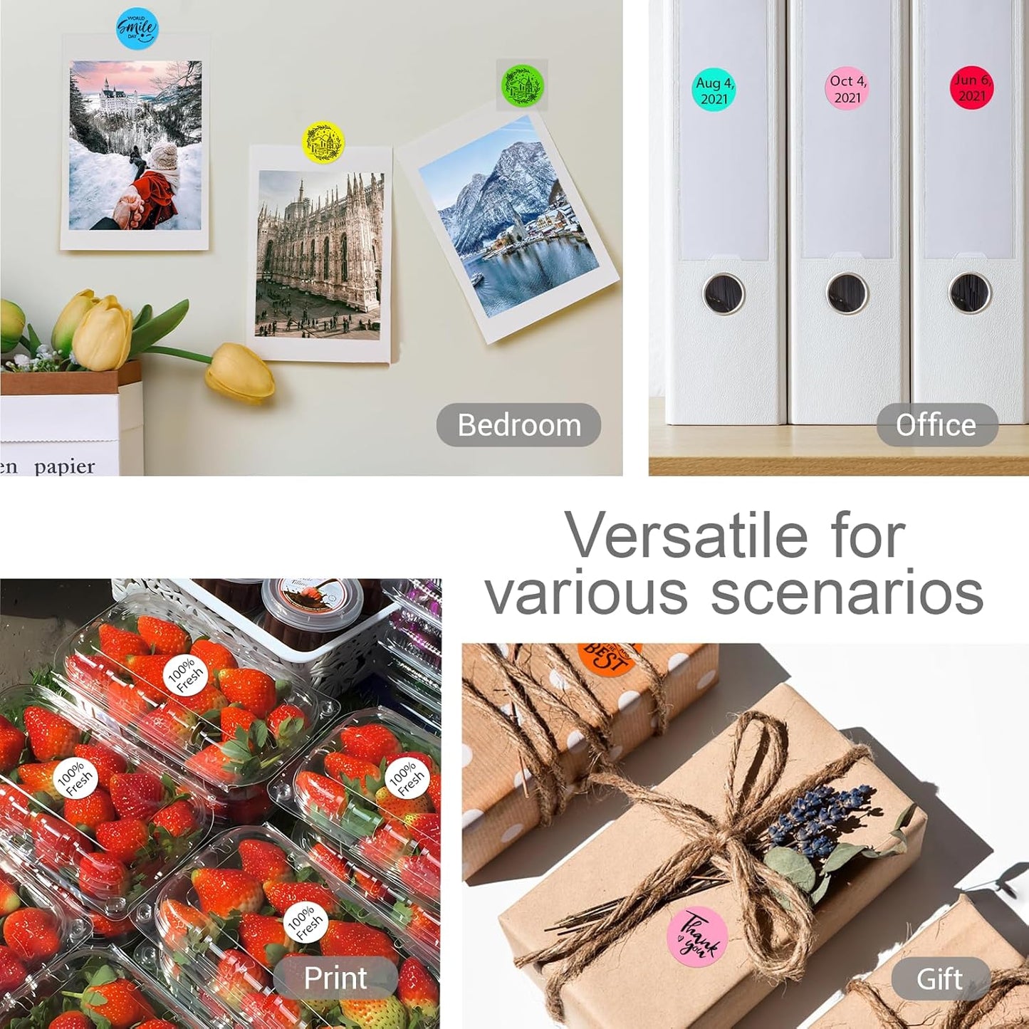 1 Inch Circle Dot Stickers 10000PCS Color Coding Thermal Labels Dots Writable Printable Small Round Stickers for Office, Classroom, Inventory, Garage, Organizing Storage, 10 Mixed Color