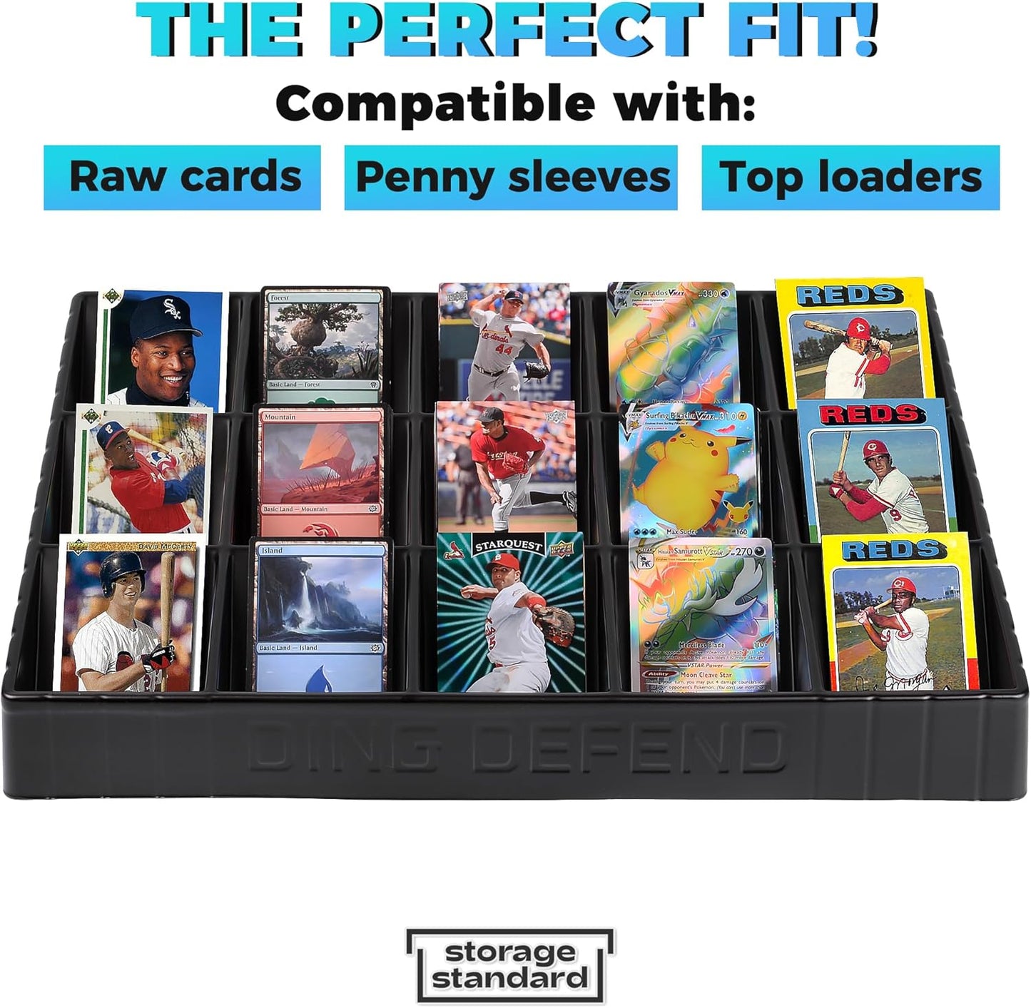 Card Sorting Tray - Stackable Trading Cards Organizer - 15-Compartment Tray Sorter for Organizing Raw, Sleeved or Toploaders - Includes Organization Insert Dividers